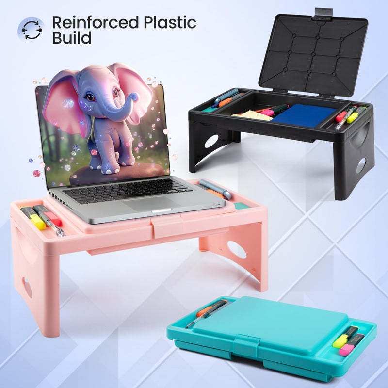 Loddie Doddie Foldable Lap Desk - 9.75 x 12 in, Black, Plastic - Lap Desk with Storage Pocket & Accessory Trays - Kids Travel Tray for Car Seat - Foldable Laptop Table for Small Spaces - Image 5